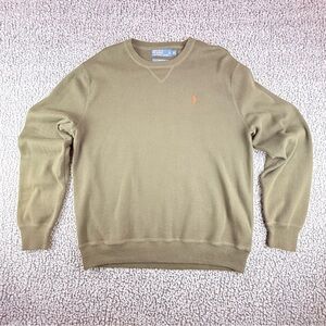 Polo Ralph Lauren Mens XL Olive Green Crewneck Sweatshirt Cotton Pony Logo. READ